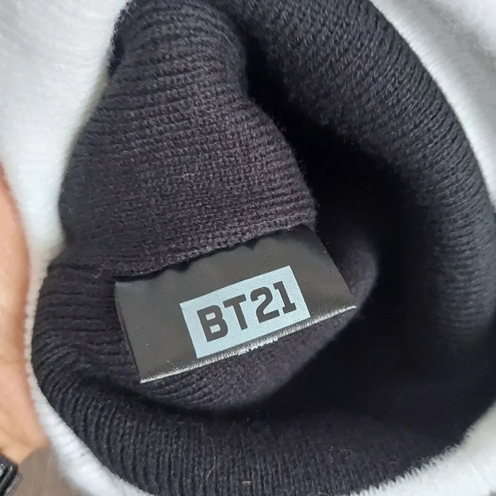 BT21 Black and White Pom Beanie